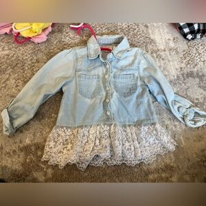 Koala Kids Light Blue Jean Jacket with White Lace